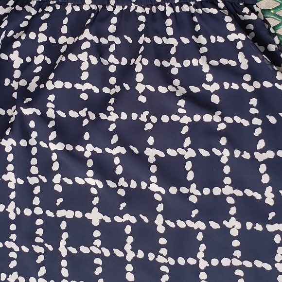 Banana Republic Navy+White Dress Scoop Neck Elastic Waist Tie Below Knee Size 2 - Picture 3 of 6